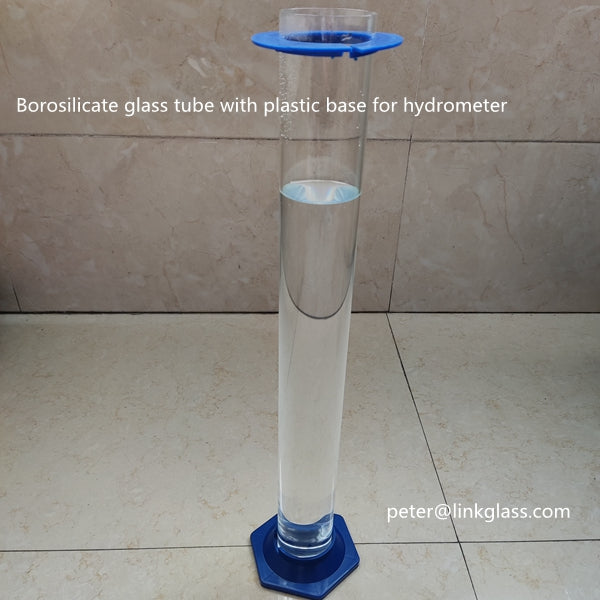 Borosilicate glass tube with plastic base for hydrometer