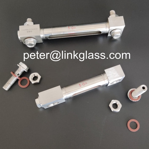 Oil sight glass max temperature 200℃ stainless steel body borosilicate glass tube